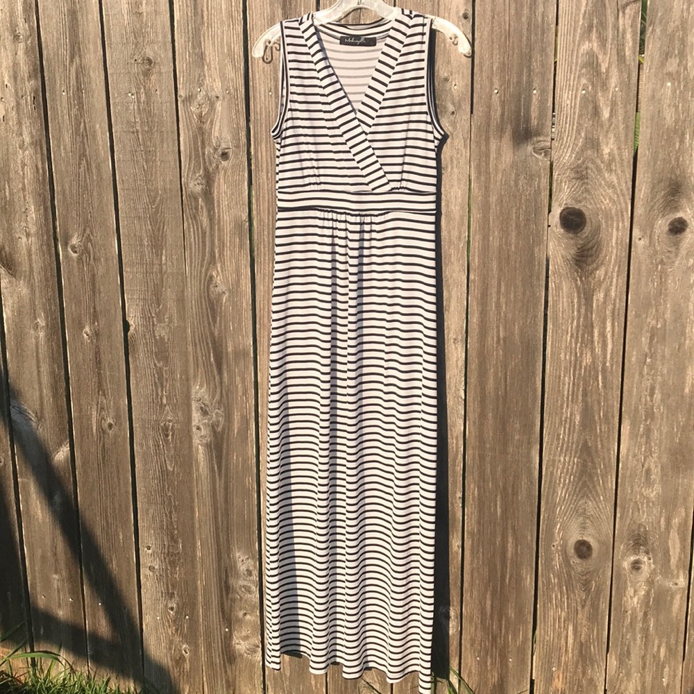 Black & White Striped Madmazelle Maxi Dress